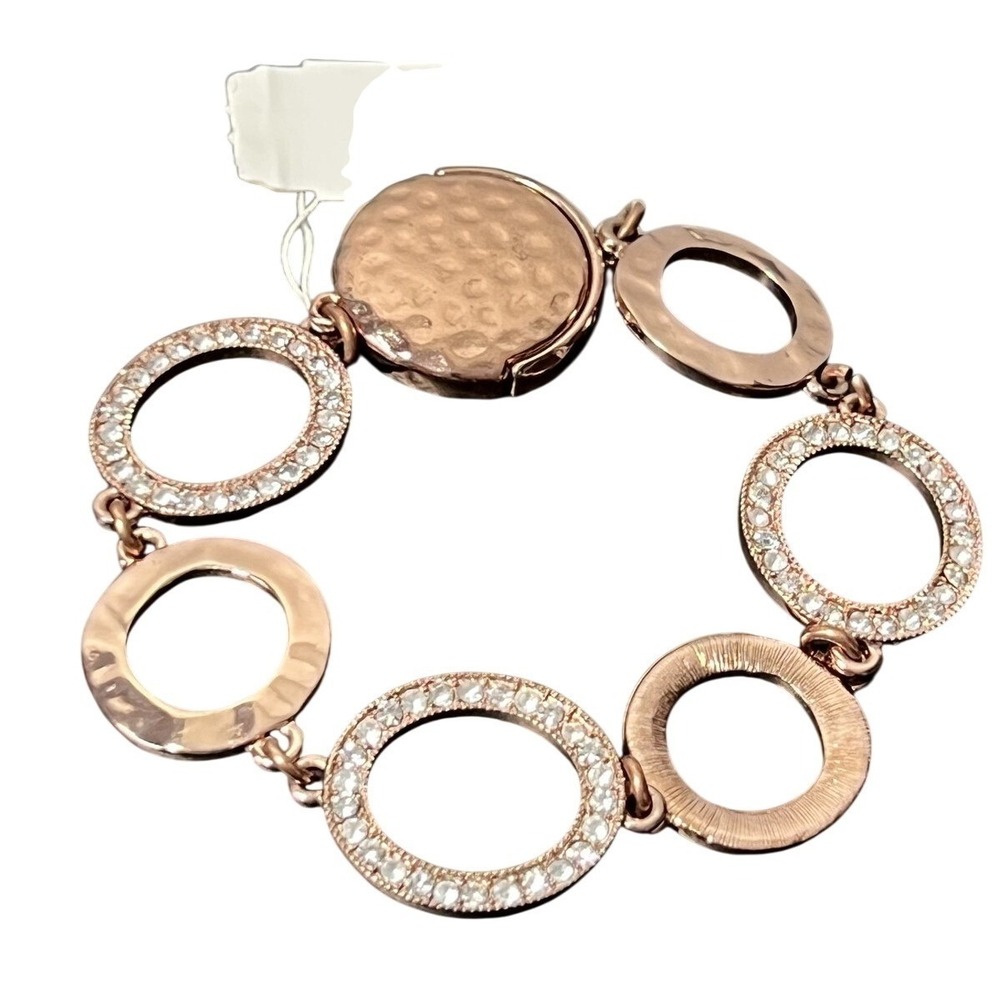 TRIFARI Rose Gold Tone Pave Crystal Link Bracelet Fashion Jewelry‎ New with Tag